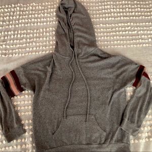 Soft Grey Hoodie - Pink Rose